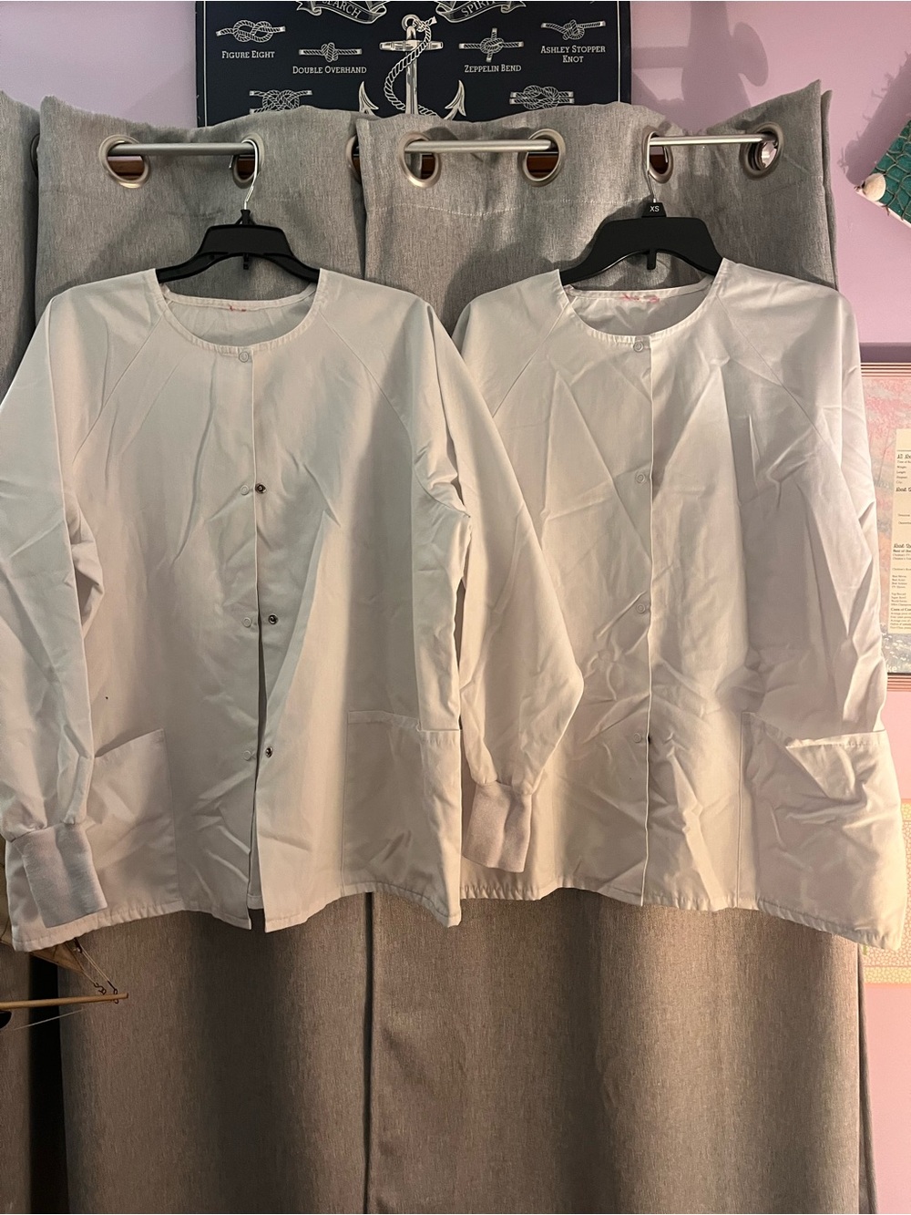 2 White Scrub Jackets Size Medium